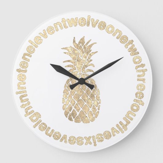 Grande Horloge Ronde ananas en faux or (Recto)