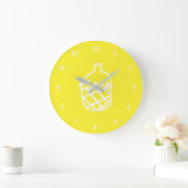 Grande Horloge Ronde Ananas jaune design simple et moderne (Maison)