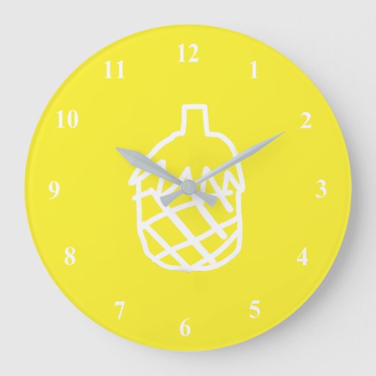 Grande Horloge Ronde Ananas jaune design simple et moderne (Recto)