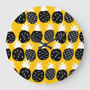 Grande Horloge Ronde Ananas noir