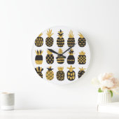 Grande Horloge Ronde Ananas noirs : Ensemble texturé unique (Maison)