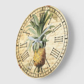 Grande Horloge Ronde Ananas Vintage Rustique Chic (Angle)