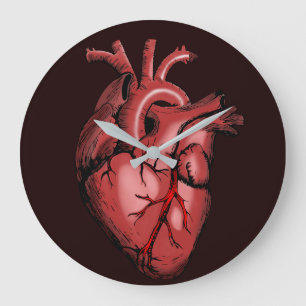 Grande Horloge Ronde Anatomie Chirurgicale du Cœur Illustration Artisti