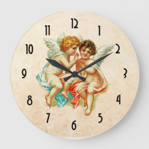 Grande Horloge Ronde Ancien Tcherub Angels Vintages
