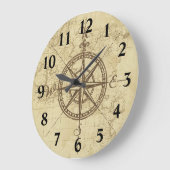 Grande Horloge Ronde Ancienne carte Compass (Angle)