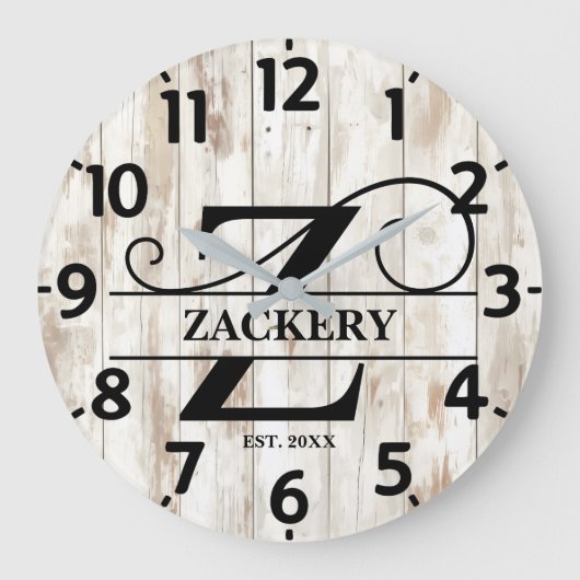 Grande Horloge Ronde Ancienne ferme rustique Z Monogramme (Recto)