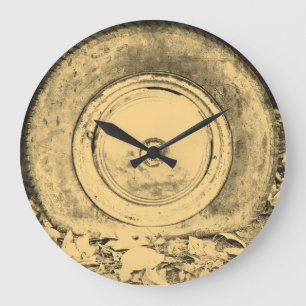 Grande Horloge Ronde Ancienne Roue De Voiture Classique #2