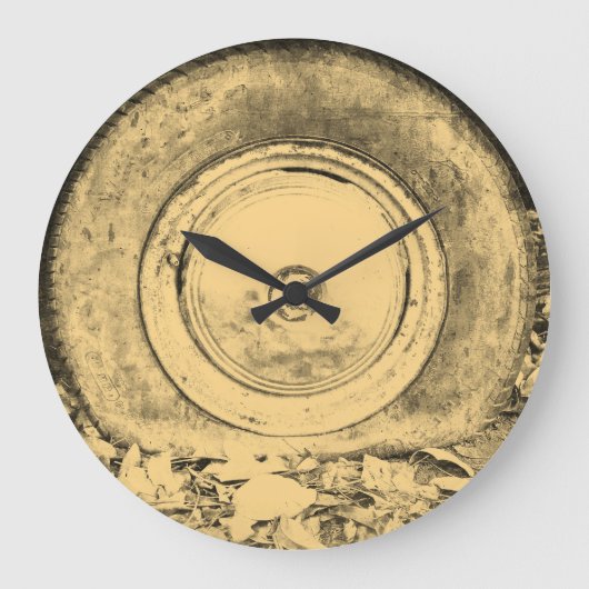 Grande Horloge Ronde Ancienne Roue De Voiture Classique #2 (Recto)