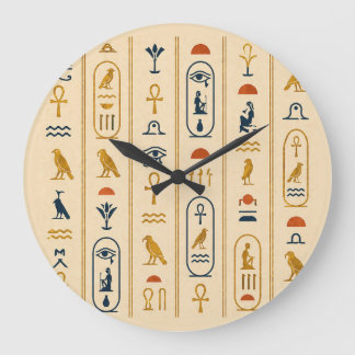 Grande Horloge Ronde Ancient Egyptian Hieroglyphics Art Wall Clock