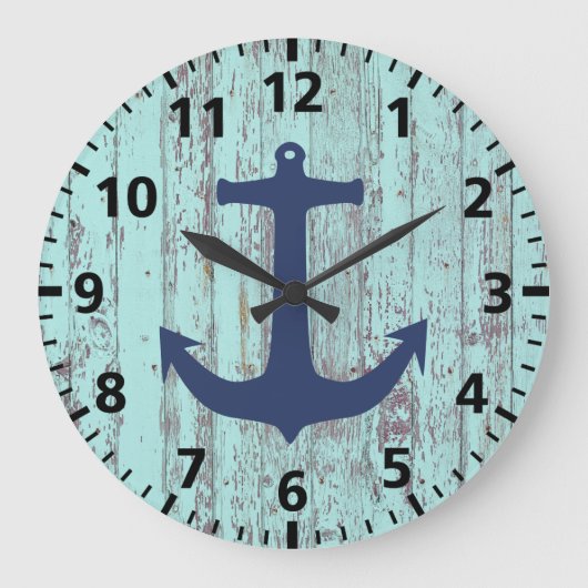 Grande Horloge Ronde Ancre Beach Shabby Chic (Recto)