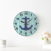 Grande Horloge Ronde Ancre Beach Shabby Chic (Maison)