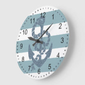 Grande Horloge Ronde Ancre des rayures nautiques (Angle)