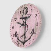 Grande Horloge Ronde Ancre en bois rose (Angle)