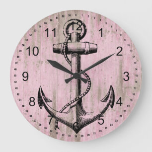 Grande Horloge Ronde Ancre en bois rose