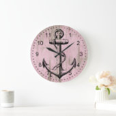 Grande Horloge Ronde Ancre en bois rose (Maison)