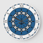 Grande Horloge Ronde Ancre marine Abstraite bleue et blanche (Recto)