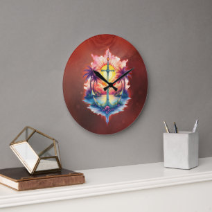 Grande Horloge Ronde Ancre solaire dans un paradis tropical.