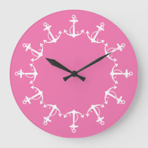 Grande Horloge Ronde Ancres roses
