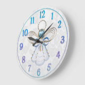 Grande Horloge Ronde Ange de Foi Bleu de Noël (Angle)