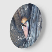 Grande Horloge Ronde Ange sculpté dans l'arbre Thunder Cove (Angle)