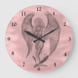 Grande Horloge Ronde Angel en style tatouage