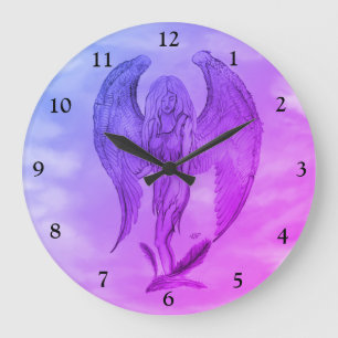 Grande Horloge Ronde Angel en style tatouage