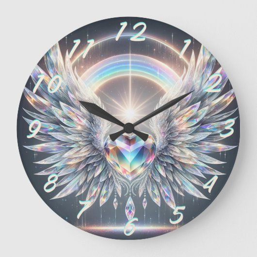 Grande Horloge Ronde Angel Wings Crystal Heart (Recto)