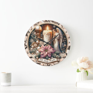 Grande Horloge Ronde Angélique" - Mur de Noël pacifique