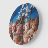 GRANDE HORLOGE RONDE ANGES AUX LILAS BLANCS (Angle)