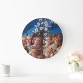 GRANDE HORLOGE RONDE ANGES AUX LILAS BLANCS (Maison)