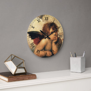 Grande Horloge Ronde Anges de la Madone Sixtine par Raphaël Sanzio