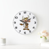 Grande Horloge Ronde Angry Cartoon Bull Funny Grumpy (Maison)