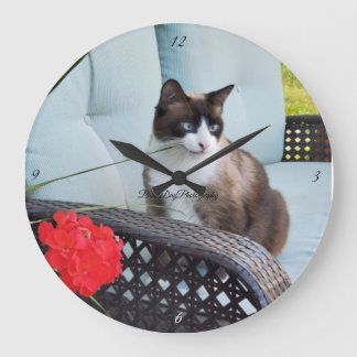Grande Horloge Ronde animal de compagnie de chat famille félin aimé