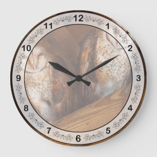 Grande Horloge Ronde Animal - Oiseau - Un couple de hiboux des granges
