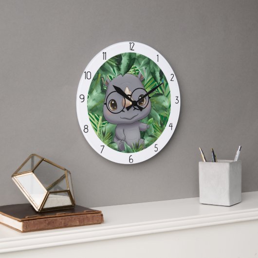 Grande Horloge Ronde animal  rhino (Bureau)