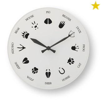 Grande Horloge Ronde Animal Tracks Footprints Identification