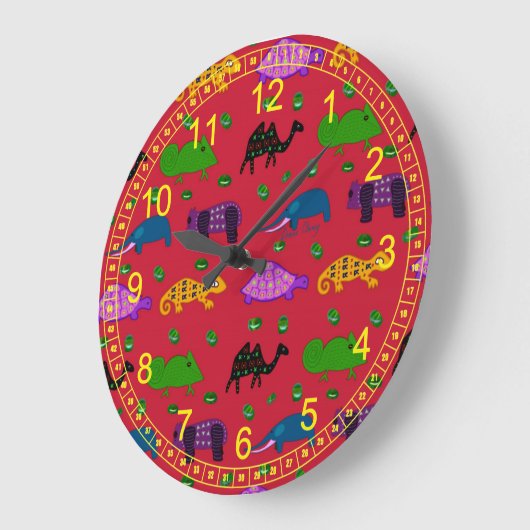 Grande Horloge Ronde Animals - Abstract (Angle)
