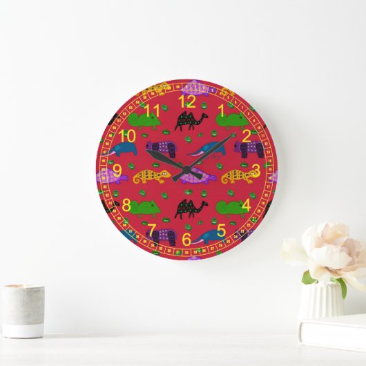 Grande Horloge Ronde Animals - Abstract (Maison)