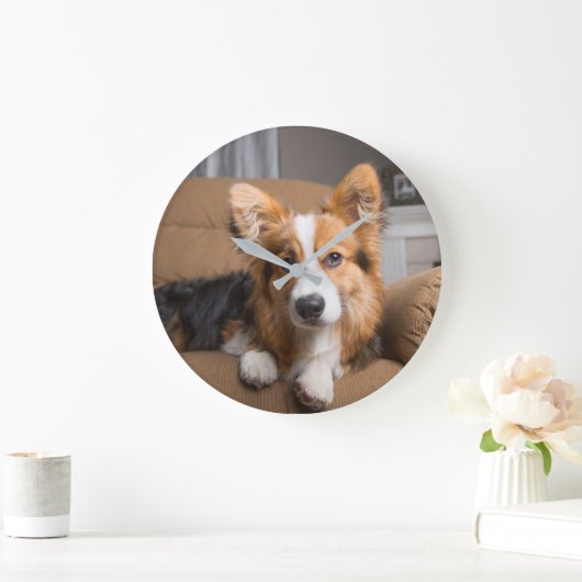 Grande Horloge Ronde Animaux de bébés cutest | Coiffeuse à cheveux long (Maison)