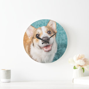 Grande Horloge Ronde Animaux de bébés cutest   Cute Corgi Puppy Smile