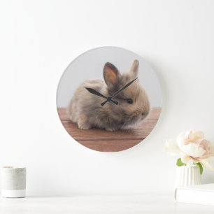 Grande Horloge Ronde Animaux de bébés cutest Petit lapin bébé