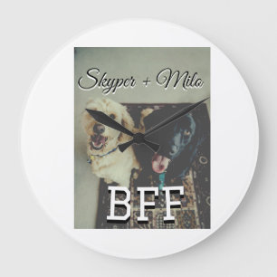 Grande Horloge Ronde Animaux de compagnie amis besties ajouter nom anim