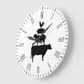 Grande Horloge Ronde Animaux de ferme empilés (Angle)
