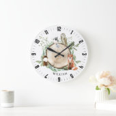 Grande Horloge Ronde Animaux mignons de la forêt personnalisés avec le  (Maison)