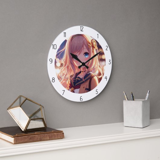 GRANDE HORLOGE RONDE ANIME FILLE (Bureau)