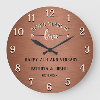 Grande Horloge Ronde Anniversaire de cuivre Joyeux 7e anniversaire de m