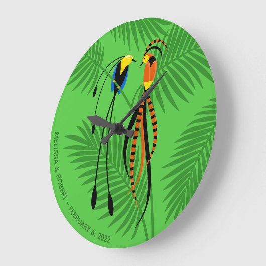 Grande Horloge Ronde Anniversaire de mariage Birds of Paradise (Angle)