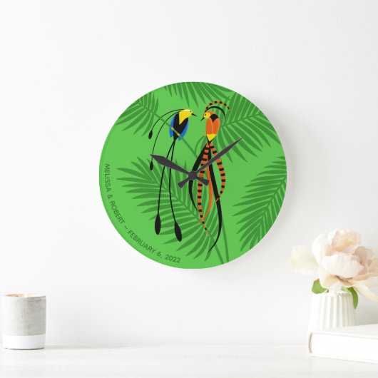 Grande Horloge Ronde Anniversaire de mariage Birds of Paradise (Maison)