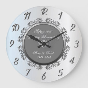 Grande Horloge Ronde Anniversaire de mariage diamant 50e Tourbillons d'