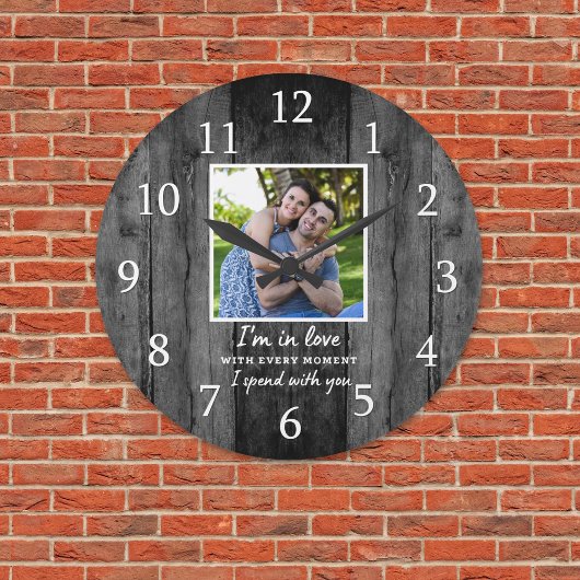 Grande Horloge Ronde Anniversaire Mariage moderne Photo Love Citation N